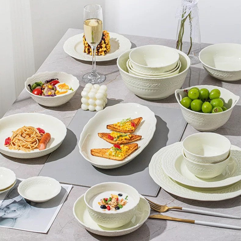 Embossed Cream Dinnerware