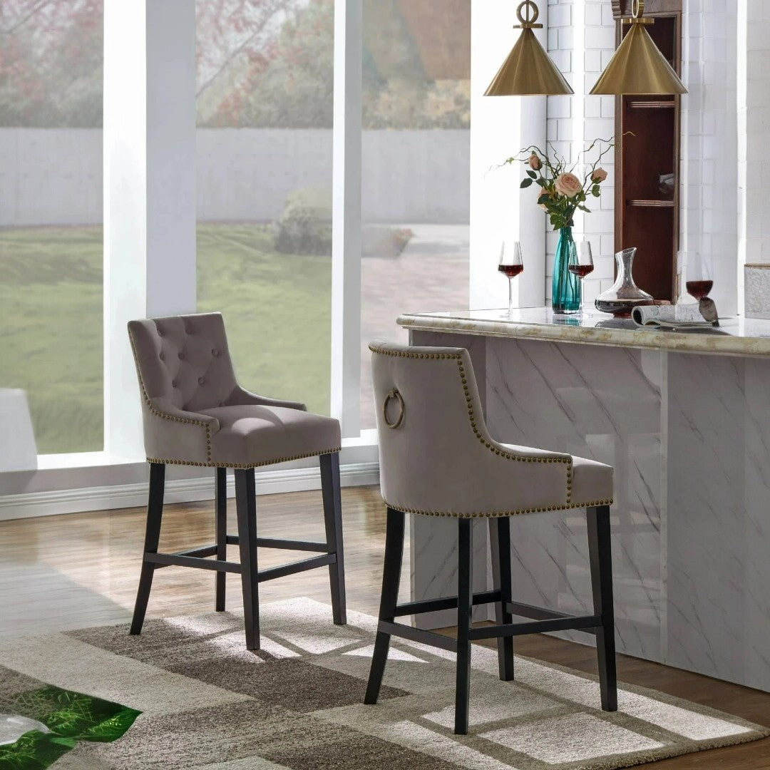 Leigh Velvet Counter Stool Chair - Truemartstore