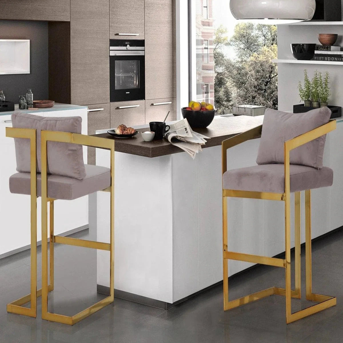 Lola Velvet Counter Stool Chair - Truemartstore