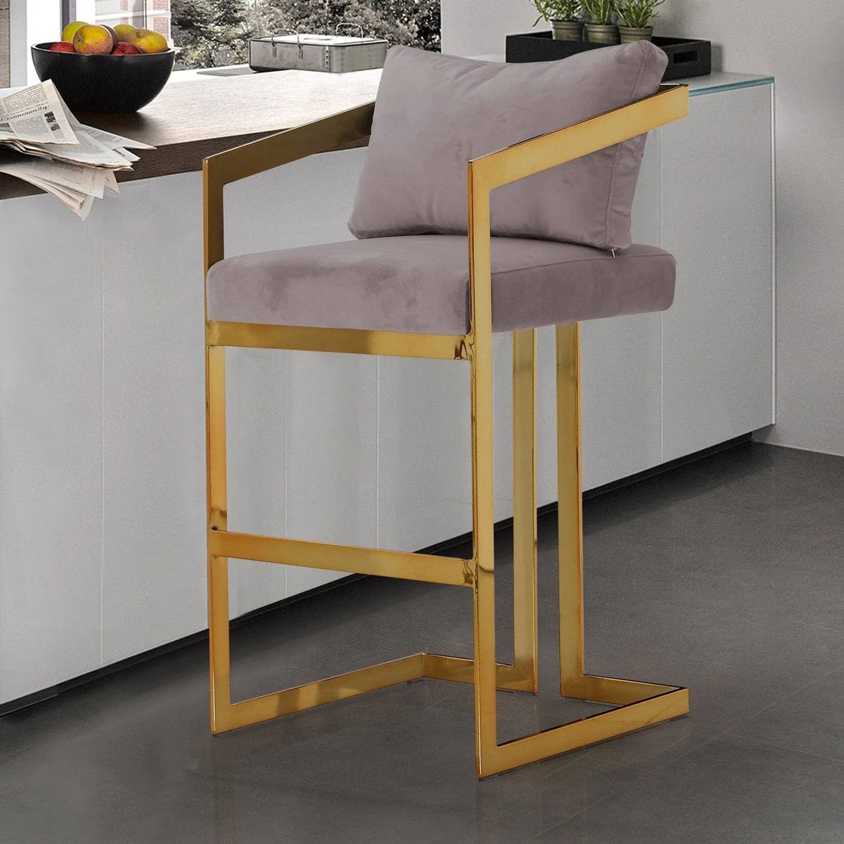 Lola Velvet Counter Stool Chair - Truemartstore