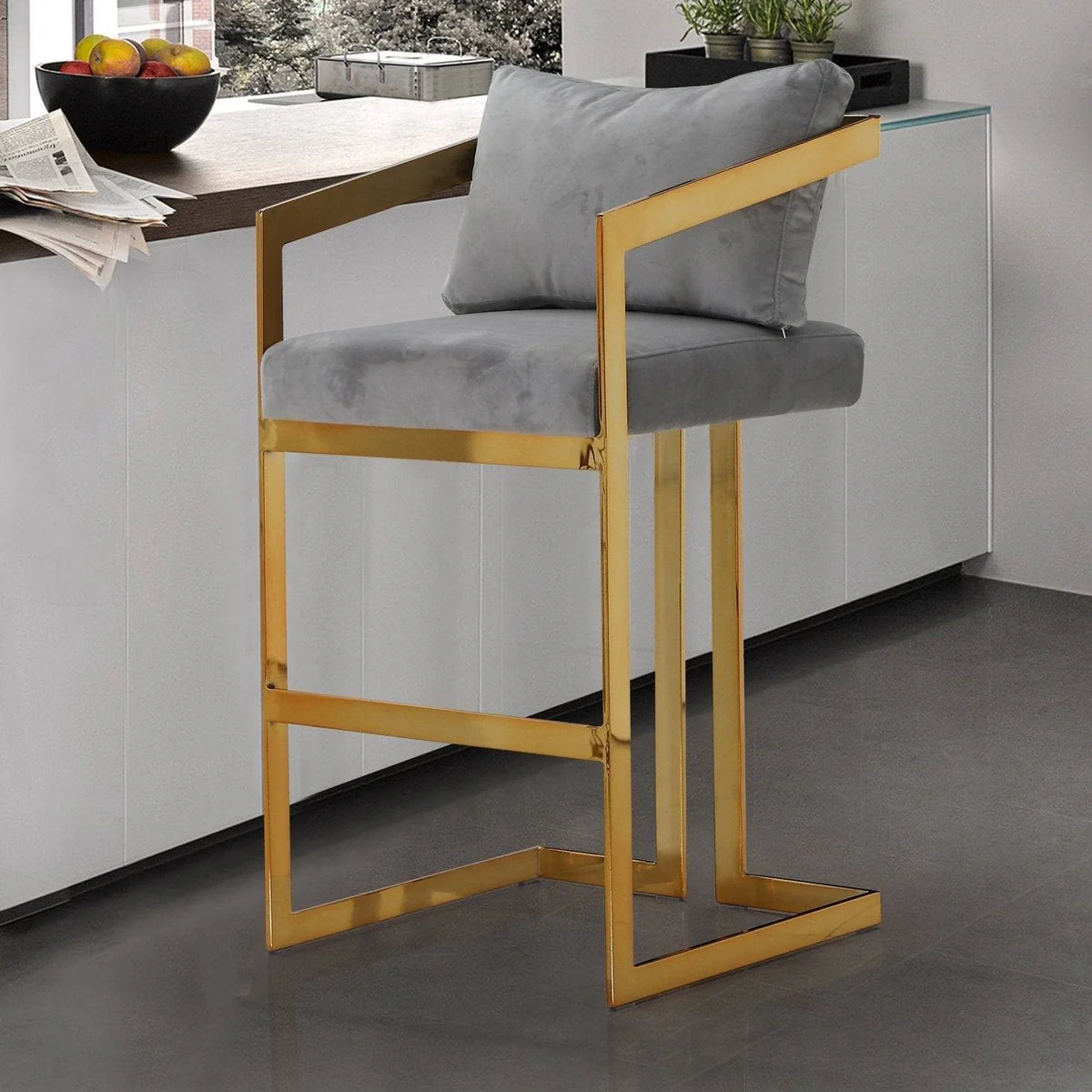 Lola Velvet Counter Stool Chair - Truemartstore