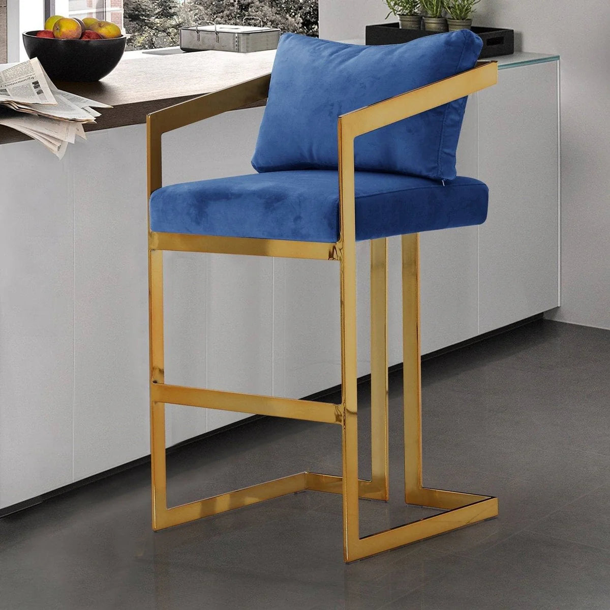 Lola Velvet Counter Stool Chair - Truemartstore