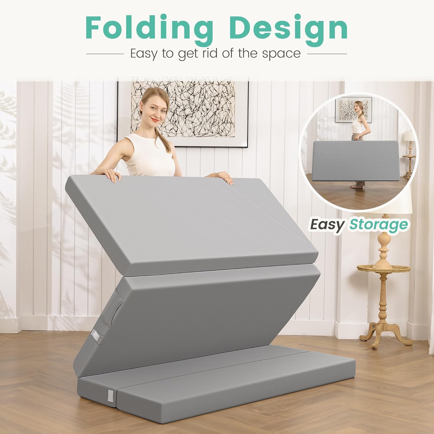 Tri-Folding Memory Foam Mattress 4"
