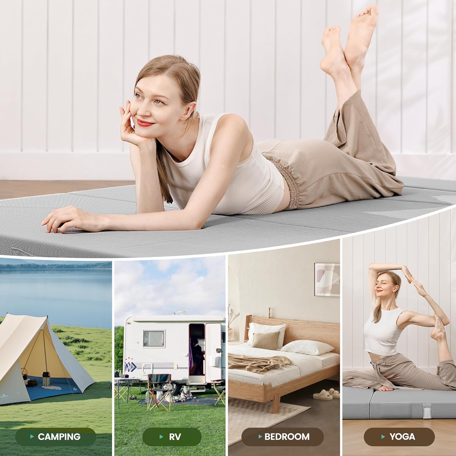 Tri-Folding Memory Foam Mattress 4"