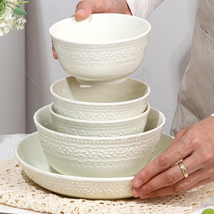 Embossed Cream Dinnerware